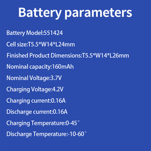 Paquete de Baterías de Polímero de Litio 551424 3.7V 160mAh de Alta Calidad al por Mayor, Batería Recargable de Iones de Litio - Product Image 4