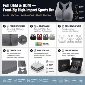 <span class=keywords><strong>Reggiseno</strong></span> Sportivo <span class=keywords><strong>con</strong></span> Zip Frontale ad Alto Supporto, Taglie Forti, Modello Racerback, Traspirante, Push-up <span class=keywords><strong>con</strong></span> <span class=keywords><strong>Spalline</strong></span> Regolabili per Donna - Product Image 6