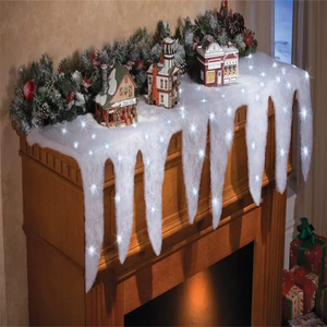 Manta de nieve <span class=keywords><strong>falsa</strong></span> de <span class=keywords><strong>Navidad</strong></span> de 25x64 pulgadas, rollo de manta de <span class=keywords><strong>chimenea</strong></span> de nieve Artificial de carámbano, manta de cubierta de nieve de carámbano - Product Image 3
