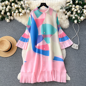 Abito Casual da donna con Design stampato abiti Vintage a <span class=keywords><strong>maniche</strong></span> <span class=keywords><strong>lunghe</strong></span> abbigliamento da strada Modulare abito da donna <span class=keywords><strong>Midi</strong></span> primavera autunno - Product Image 5