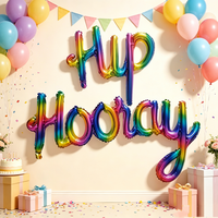 Ballon en Mylar à lettres cursives 'Yay' effet arc-en-ciel pour décoration de toile de fond d'anniversaire d'enfants et fournitures de fête de baby shower