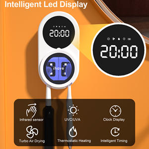 Disinfettante per spazzolino da denti a ioni negativi, sterilizzatore per spazzolino riscaldato a 2 fessure e asciugatura a ventaglio, portaspazzolino UV ricaricabile portatile - Product Image 2