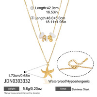 Collares con Colgantes en Capas de Acero Inoxidable Chapado en Oro de 18K, Resistentes al Deslustre, con Temática Oceánica, para un Estilo Veraniego y Vacacional en la Playa