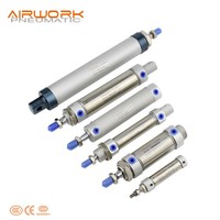Mini-cylindre pneumatique en acier inoxydable à course réglable, double action, cylindre rond CM2B 25x25 pour l'automatisation