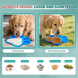 Accessoires pour animaux de compagnie : Gamelle pour chien avec compartiment séparé pour la nourriture, tapis à lécher en silicone de qualité alimentaire, distributeur de nourriture pour chien - Product Image 3