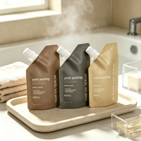 Pochettes souples à bec verseur 50ml 100ml, sacs de recharge cosmétiques pour savon liquide, pochettes souples à bec verseur mat à fond plat