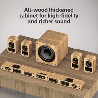 A9Pro Système de son home cinéma 5.1 canaux en bois 8 pièces avec woofer de 1 pouce pour basses, son surround sans fil pour TV, salon, karaoké et mur d'écho
