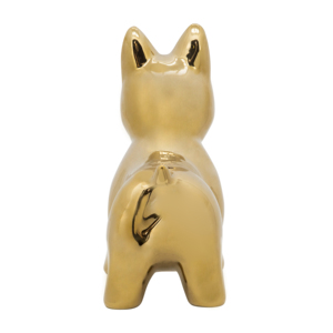 Scultura decorativa in ceramica a forma di cane con finitura dorata, accessorio per la casa, da esporre su scaffali e tavolini da caffè - Product Image 3