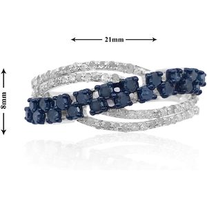 Ornaatis Diamond <b>Ring</b> 0.87 Cttw Round Cut White Blue Swirl Engagement Wedding Band For Women <b>925</b> Sterling <b>Silver</b> - Product Image 6