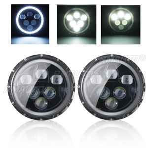 2PCS Phares LED ronds de 7 pouces avec DRL et Angel Eye pour Jeep/Wrangler Lada Niva 4x4 - Product Image 1