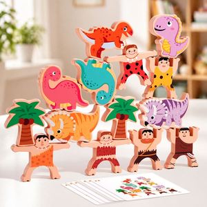 Rompecabezas para niños y bebés, juguetes Montessori para niños y niñas, regalos de cumpleaños y Navidad, bloques de animales de madera, juego de competición de equilibrio y apilamiento - Product Image 3