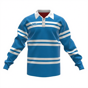 Camiseta de Rugby a Rayas para Hombre, Manga Larga, Cuello Camisero, Transpirable, de Poliéster, para Deporte, Todas las Temporadas, Corte Regular - Product Image 6
