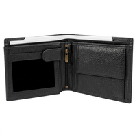 Dompet Mini Pendek Pria Kulit Asli Hitam 2026, Penutup Ritsleting, Enam Slot Kartu, Dilengkapi RFID Protection, Model Landscape