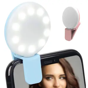 Profissional Mini Q Mobile Phone Ring Light Brilho Ajustável Clip Fill Light para Selfie Make up Video