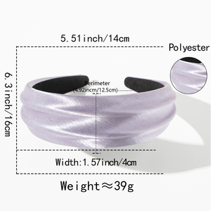 Diadema de satén fruncido vintage de corona alta para mujer, diseño antideslizante de borde ancho y grueso que realza la corona y aporta encanto facial - Product Image 2