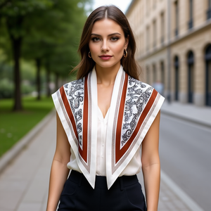 Foulard Triangolare in Seta 135x60cm, Elegante Accessorio di Moda per Donne, Multifunzionale per Tutte le Stagioni, Stampato - Product Image 2