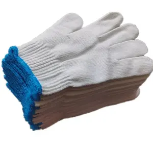 Werksarbeit Bau garn weiß Baumwolle gestrickte Handschuhe mechanische Handschuhe Baumwollhandschuhe