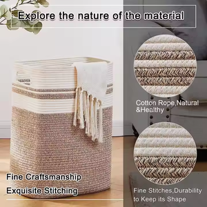 <span class=keywords><strong>2025</strong></span> nóng bán vuông kích thước lớn dệt giặt Giỏ bông dây quần áo lưu trữ giỏ lưu trữ đồ chơi Giỏ - Product Image 3