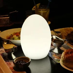 Usb Opladen Plastic Decoratieve Ei Vormige Restaurant Hotel Cafe Oplaadbare Draadloze Draadloze Led Tafel Nachtlampje Lamp