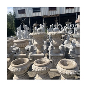 <span class=keywords><strong>Maceta</strong></span> de granito amarillo <span class=keywords><strong>Maceta</strong></span> de jardín Decoración al aire libre Patrón tallado a mano <span class=keywords><strong>Maceta</strong></span> Florero - Product Image 1