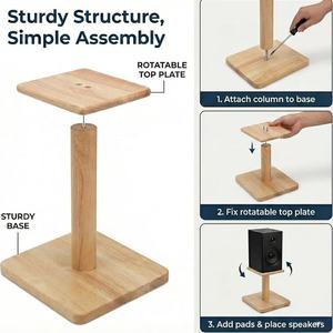 Support d'enceinte d'ordinateur en bois, support vertical de bureau, étagère en bois massif pour l'affichage et le rangement d'équipements audio - Product Image 3