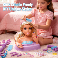 Tête de poupée princesse à coiffer avec cheveux et ongles, kit de poupée à habiller, ensemble de jeu de salon de coiffure avec peigne pour enfants de 3 ans et plus