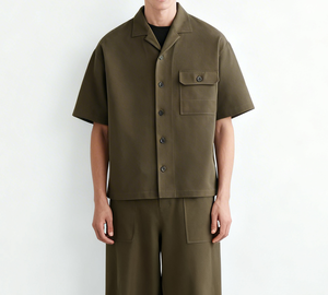 <span class=keywords><strong>Chemise</strong></span> décontractée <span class=keywords><strong>sur</strong></span> mesure pour homme à col cubain oversize, manches courtes, style utilitaire, col camp, boutonnée, OEM - Product Image 2
