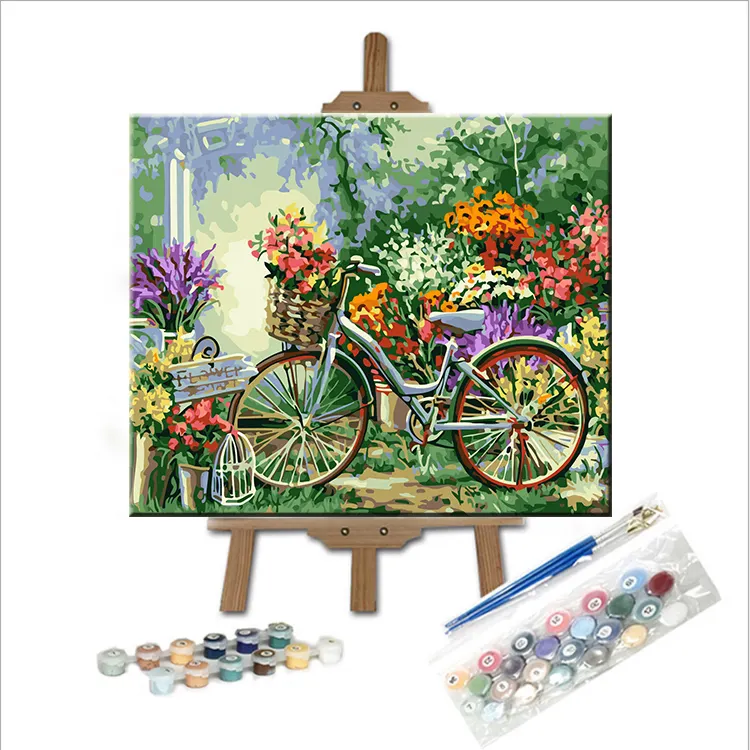 Su misura fatti a mano di arte bella pittura a olio giardino bicicletta astratta