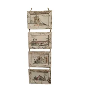 Коллаж с 8 открывающимися состаренными белыми рамками деревянная настенная подвеска домашний Декор настенный коллаж набор фоторамок