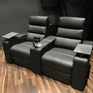 Nouveau Design Villa Beige Double Canapé Électrique Cinéma Privé Maison Salon Inclinable En Cuir