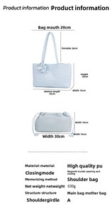 Direct van de fabriek: handgemaakte geweven tas voor dames, grote capaciteit, champagne gouden schoudertas/handtas - Product Image 6