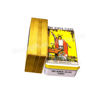 Boîte en fer blanc personnalisée pour cartes de tarot avec guide, estampage doré des bords, jeu de tarot oracle
