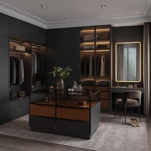 Armoire moderne de luxe SANTOPOVA avec îlot de présentation en verre et éclairage LED - Product Image 1
