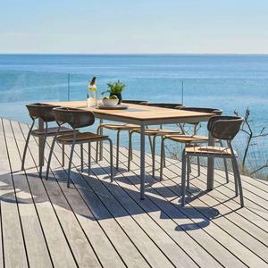 Set di Mobili da Esterno in Rattan Impermeabile con <span class=keywords><strong>Tavolo</strong></span> Quadrato o Rotondo in Metallo e <span class=keywords><strong>Sedie</strong></span> per Villa, Cortile, Balcone, <span class=keywords><strong>Giardino</strong></span> e Parco - Product Image 3