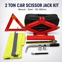 Kit de cric à ciseaux manuel 2 tonnes avec manivelle, outil de réparation d'urgence pour pneus de berline, SUV, MPV