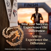 Médaille de course personnalisée irrégulière en alliage de zinc plaqué or pour marathon et trail, médailles souvenir en métal pour le sport avec boîte cadeau