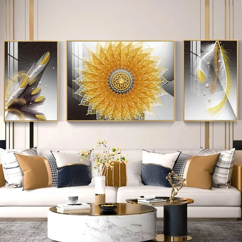 Nordic color 3 piece set fashion abstract wall art living room home decoration diamond crystal porcelain painting