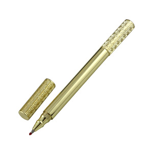 Stylo bille BuFan en laiton électroplaqué gravé, en stock, avec anneau doré, design apaisant, pointe <span class=keywords><strong>aiguille</strong></span> 1,0 mm, encre noire, pour bureau et école - Product Image 2
