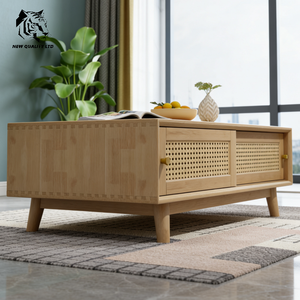 Table basse moderne en bois massif à 2 tiroirs, nouveau design, mobilier de maison, vente en gros Chine, excellent prix, personnalisation, grand stock, dropshipping - Product Image 3