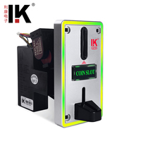 Accepteur de pièces programmable LK715 avec panneau de logo personnalisable, couleurs LED et effets lumineux extérieurs pour machines à laver et machines à griffes de pêche