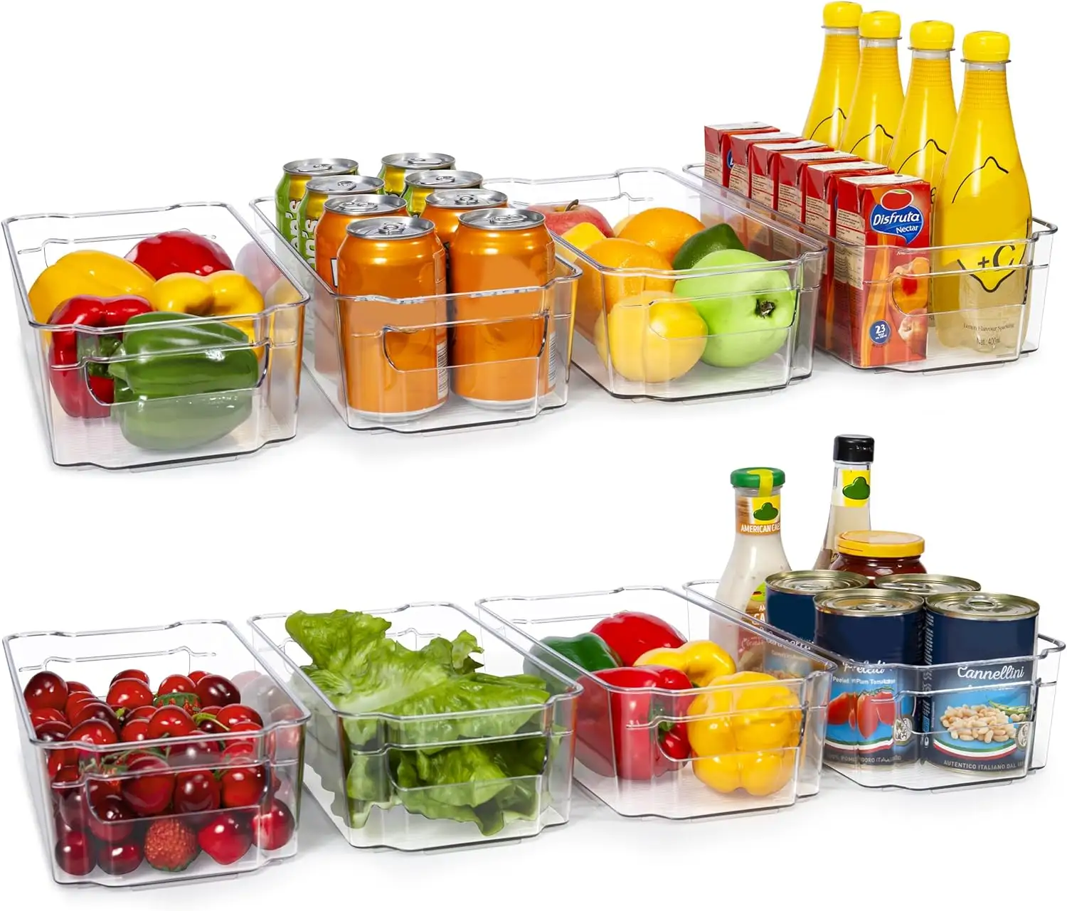 BPA Free Fridge Organizer Refrigerator Clear Plastic Organizer Bins For Fridge