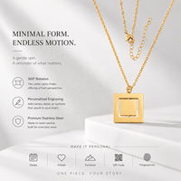 Collier pendentif cube double couche rotatif en acier inoxydable, vente en gros, fabrication OEM personnalisée, bijoux B2B, directement de l'usine