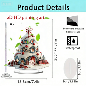 DAMI Vente en gros Maison de Noël en acrylique 2D avec nœud rouge et vert, accessoire de montage pour la maison, le salon, les décorations de table de fête - Product Image 6