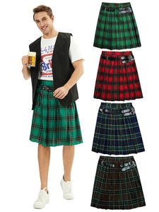 Kilt Tradicional Escocés para Hombre con Cinturón Bilateral, Kilt Masculino Plisado con Tartán de las Tierras Altas - Product Image 1