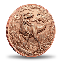 Pièce de monnaie en cuivre Allosaurus 1 oz 999 pur, haute relief 3D, prédateur féroce, dinosaure préhistorique, pièce de monnaie en cuivre de collection