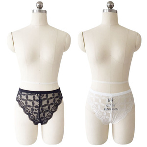 Culottes string en dentelle pour femmes, blanches et noires, taille basse, en spandex, avec détail nœud, lingerie sexy - Product Image 3