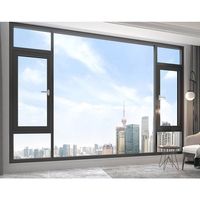 Ventana Abatible de Diseño Contemporáneo, Ventana Abatible de Aluminio con Aislamiento Térmico y Mosquitera para Casa