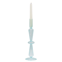 Bougeoir soufflé à la main bleu rayures verticales conception chandelier pilier en verre borosilicate pour la décoration de fête de mariage à la maison