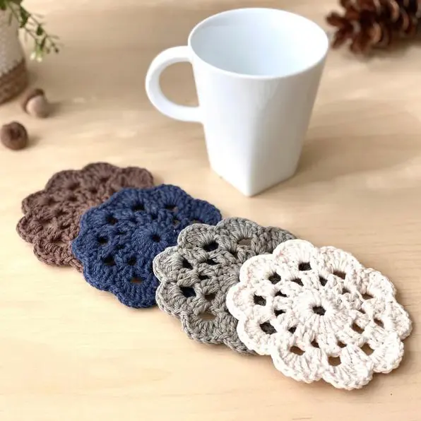 Y-F Boho Macrame Set Alas Piring Crochet Tangan Dekorasi Dapur Bundar Kapas Tali Isolasi Coaster