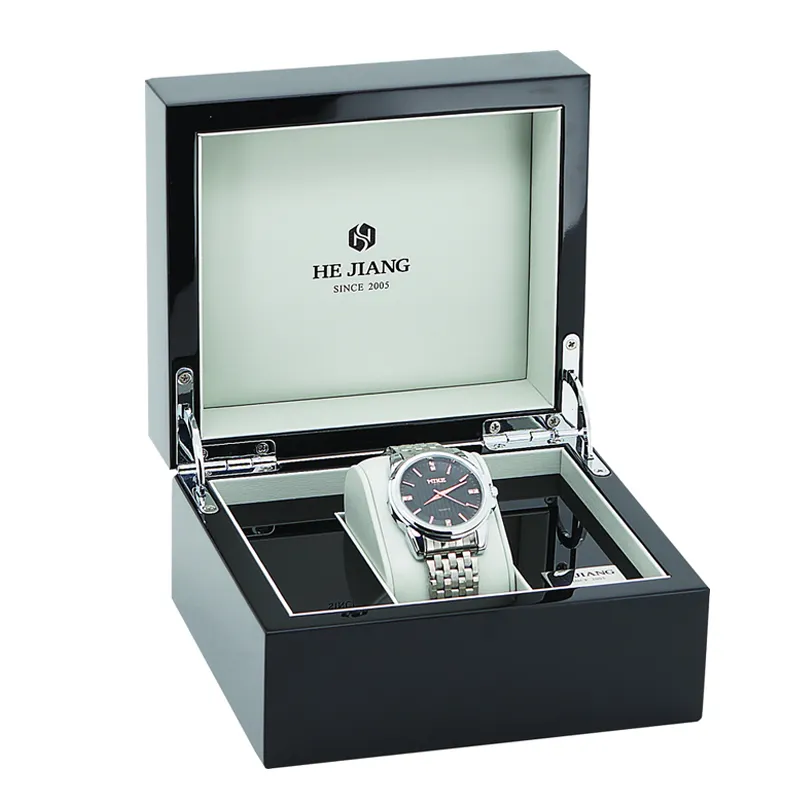 לוגו מותאם אישית תיבת שעון שחור לכה תיבת שעון אישית עץ תיבת שעון למכירה